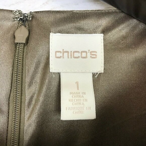 Chicos Shift Dress Beige Knee Length 1 Medium - Picture 5 of 8